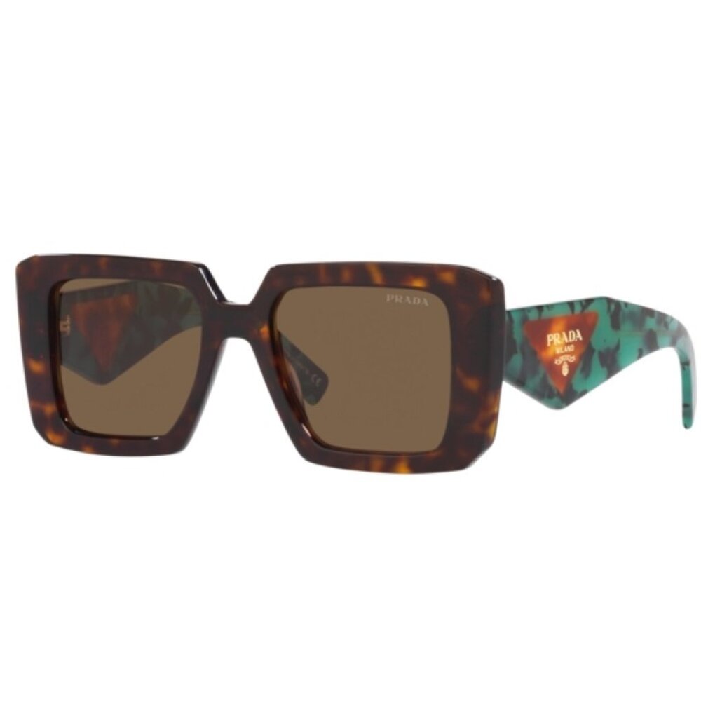 Prada Tortoise and Teal Square Sunglasses